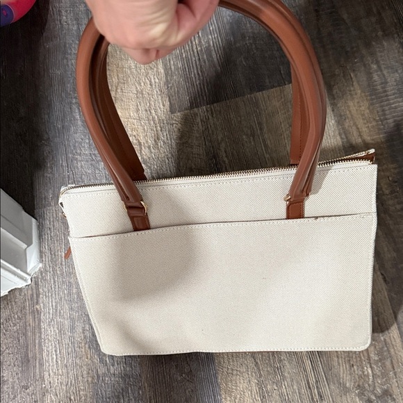 Cream and Brown Women's Tote Bag - Picture 5 of 10